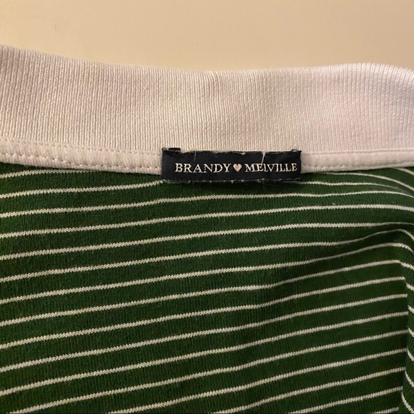 GREEN STRIPPED BRANDY MELVILLE TSHIRT WITH COLLAR✨ - Picture 4 of 4